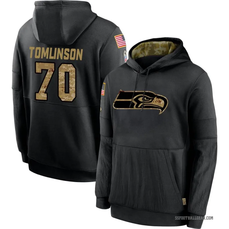 Laken Tomlinson Men's Black Seattle Seahawks 2020 Salute to Service Sideline Performance Pullover Hoodie