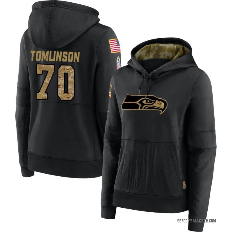 Laken Tomlinson Women's Black Seattle Seahawks 2020 Salute to Service Sideline Performance Pullover Hoodie